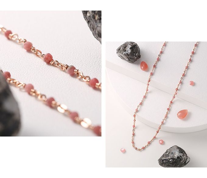 韓國 Soo&Soo - (925純銀)印加玫瑰石愛情項鍊 (長度40cm)