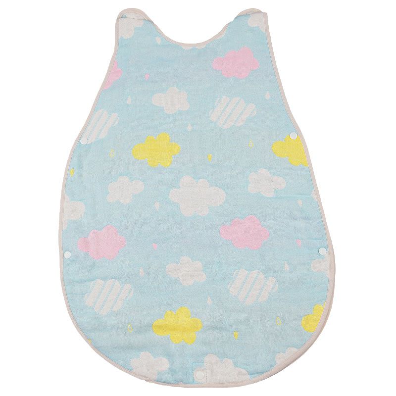 akachan honpo - 6層棉紗防踢被-雲-淺藍色