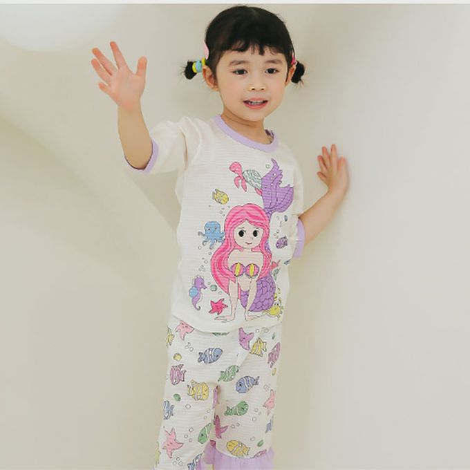 正韓 Puco - 超優質嬰幼兒/兒童七分袖100% 有機純棉家居服/睡衣-美人魚