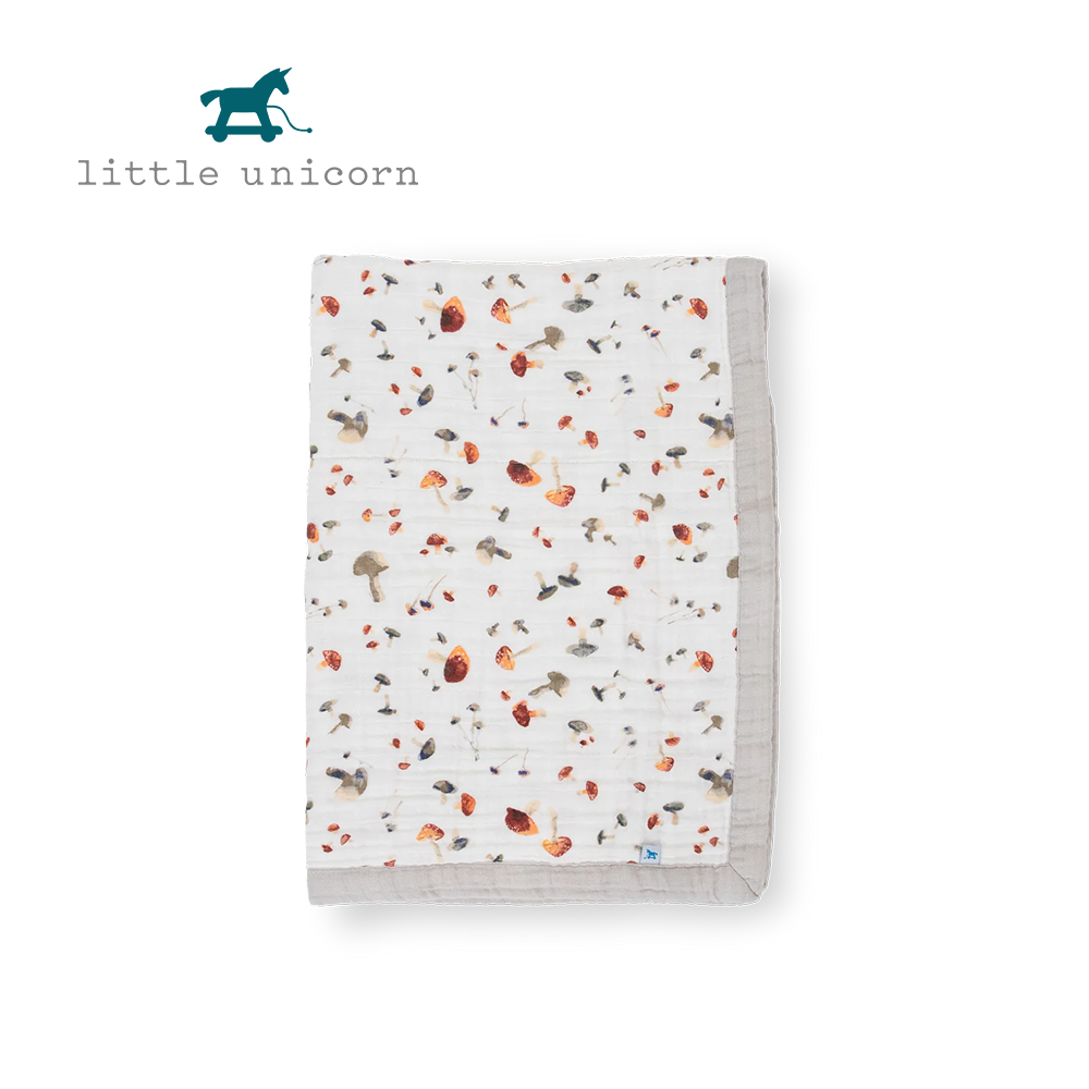 美國 Little Unicorn - 寶寶純棉毯-蘑菇森林 (76x102cm)
