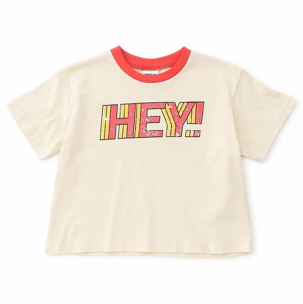 天竺棉活潑百搭短袖上衣-HEY!-米杏