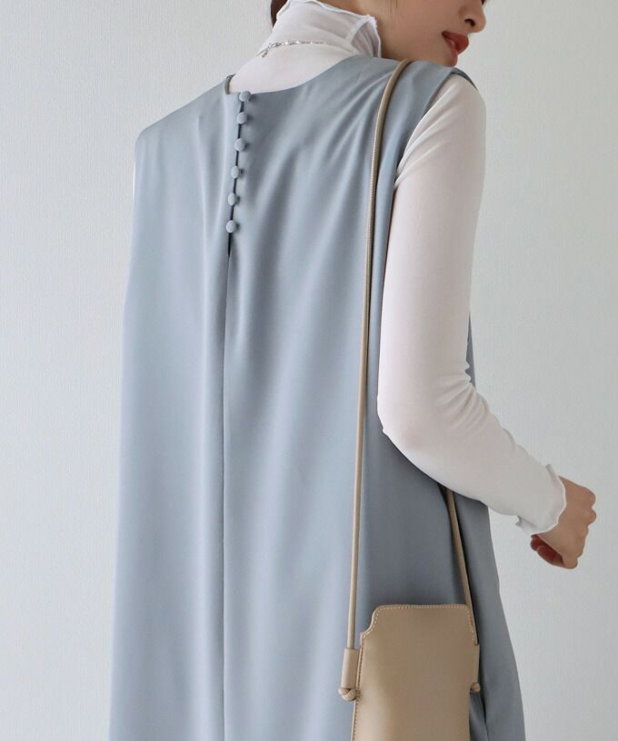 日本 BLUE EAST - 2WAY率性簡約V領連身洋裝/背心裙-黑