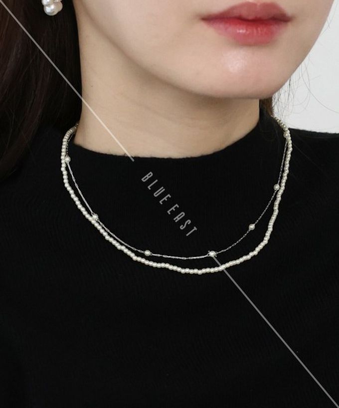 日本 BLUE EAST - 韓國製 精緻雙珍珠造型氣質美人項鏈-金