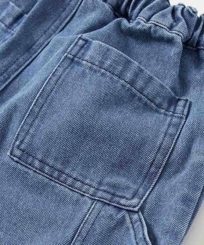 日本 devirock - 帥氣大口袋畫家風丹寧五分褲-黑