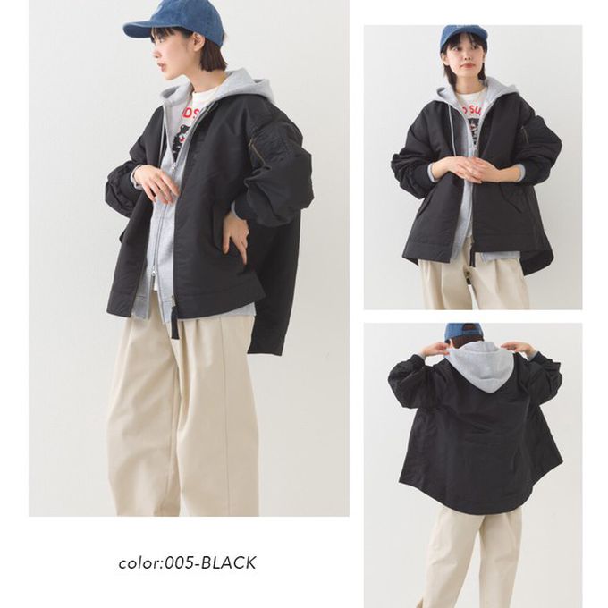 日本 OMNES - 優雅帥氣A字型寬版MA-1飛行外套-軍綠