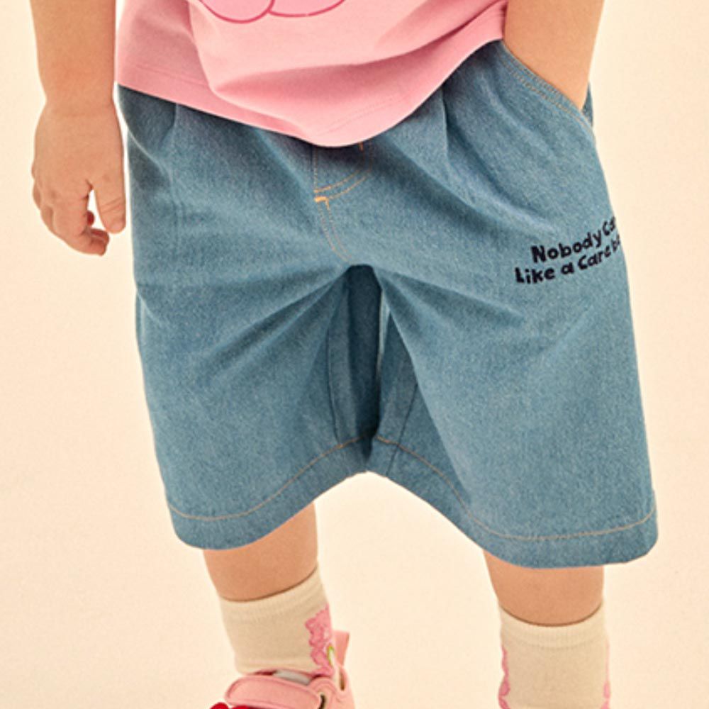 韓國 Care Bears - 鬆緊腰聯名款裝飾五分褲-中青