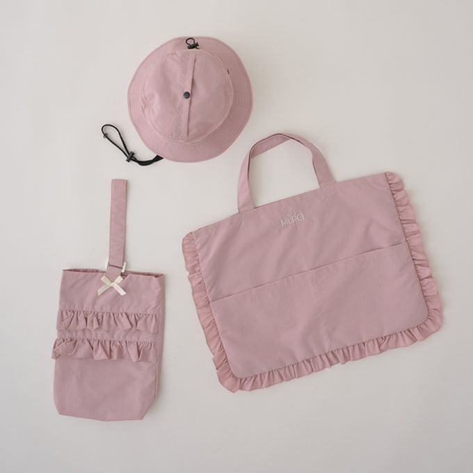 日本 Lycee mine - 防潑水 荷葉邊大容量上學包-素面-水藍 (33x43cm)