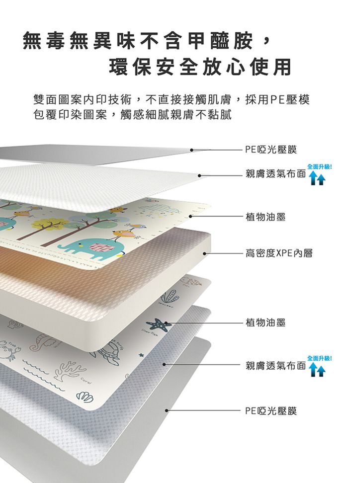 Bonne Nuit - 地墊 200×180×2.0cm (防護升級)-森林之王+動物字母