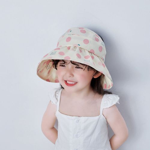 兒童薄款空頂遮陽帽-粉色點點 (49-51cm)