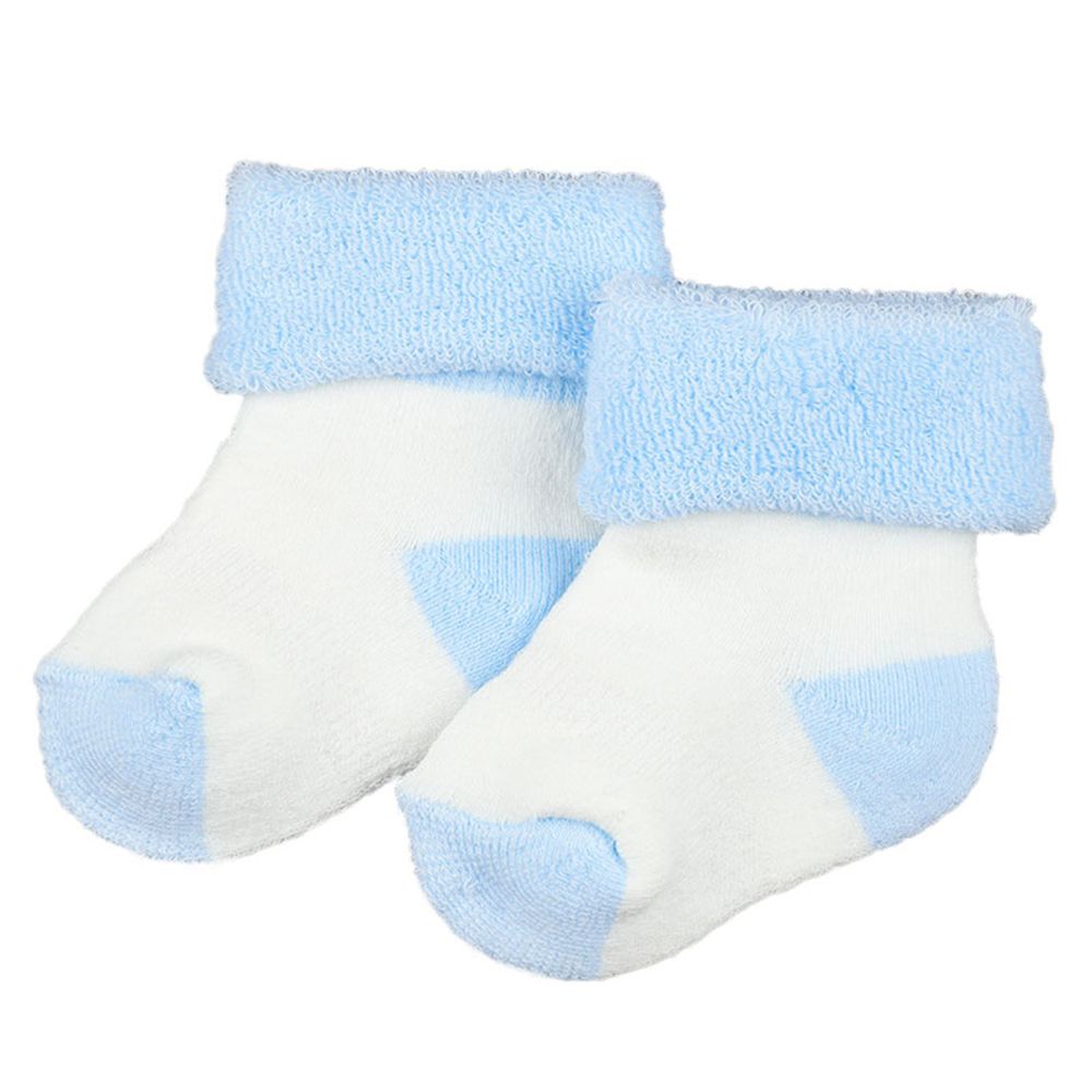 akachan honpo - 雙色毛巾襪-淺藍色 (7～9cm)