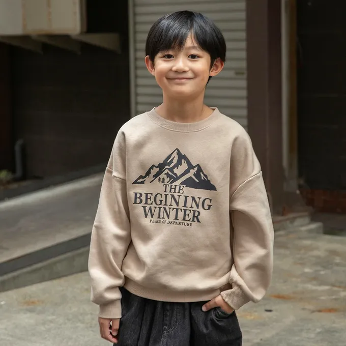 日本 BRANSHES - 裏起毛 舒適縮口長袖上衣-法鬥狗狗-濃綠