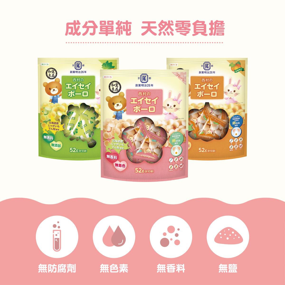 日本和寓良品 - 京都西村本舖蛋酥-原味-5.2gx10包/袋