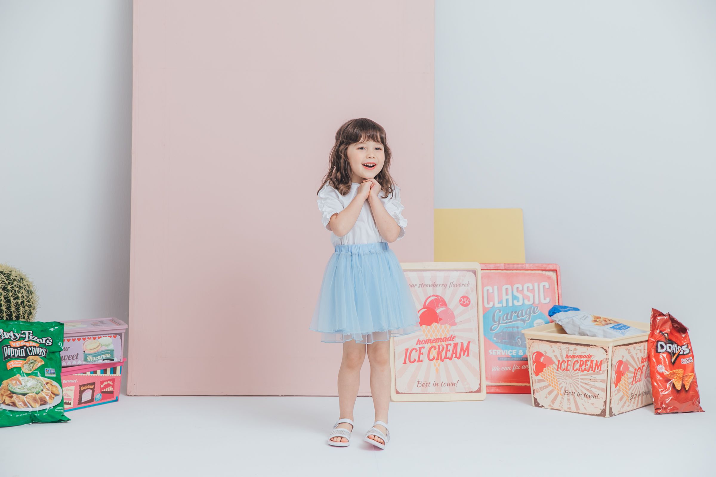 Peachy - 北鼻款*獨家訂製綿柔空氣紗裙-短裙款-Elsa冰藍