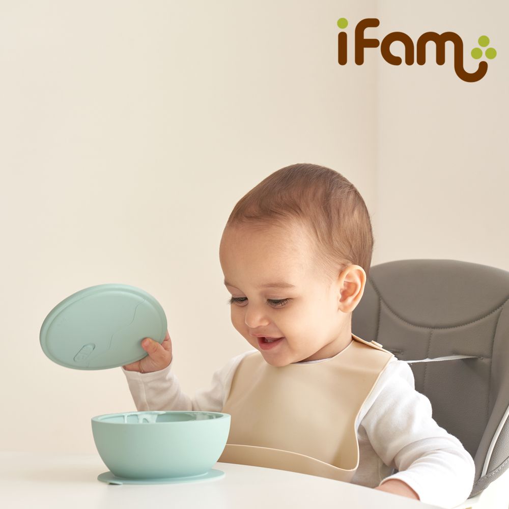 韓國 iFam - 矽膠防滑蛋型吸盤碗-薄荷綠-122mm x 137mm x 61mm