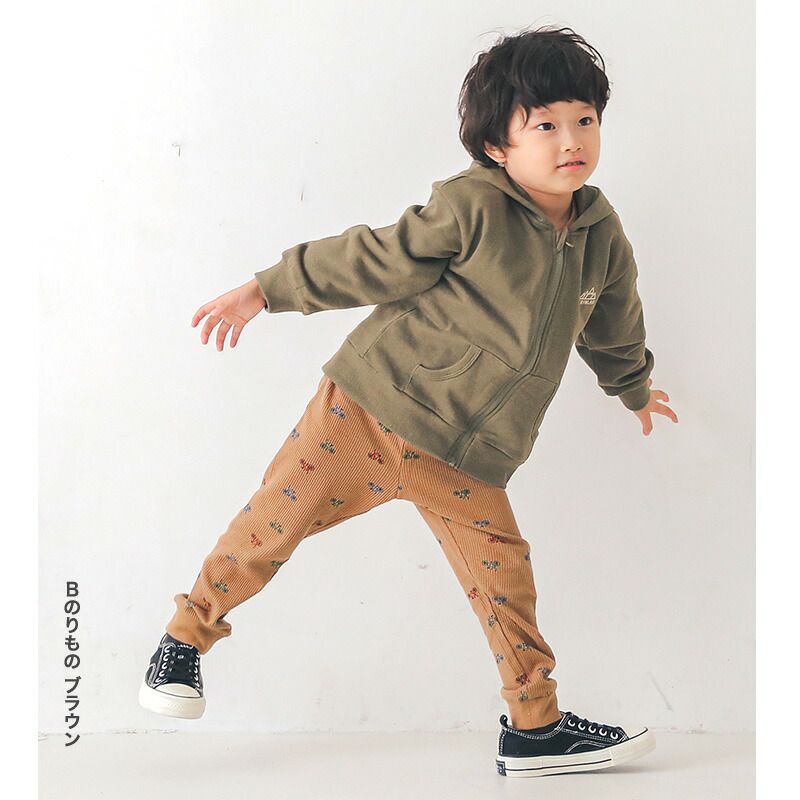 日本 ZOOLAND - 純棉鬆餅紋薄長褲-橡實松鼠-水藍