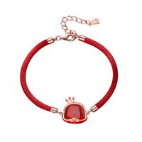 開運招財紅瑪瑙十二生肖紅繩手鍊-蛇-紅色 (15.5cm+4cm延長鏈)