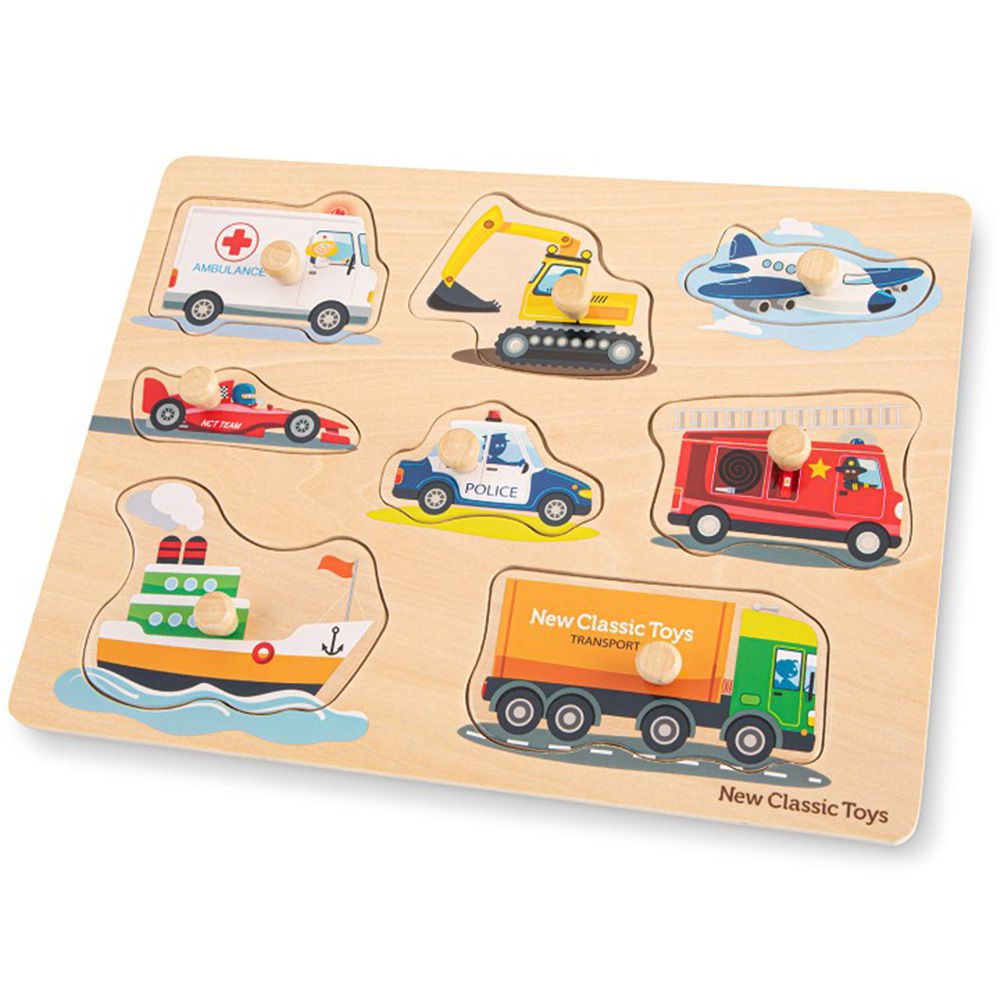 荷蘭 New Classic Toys - 寶寶木製拼圖-交通工具
