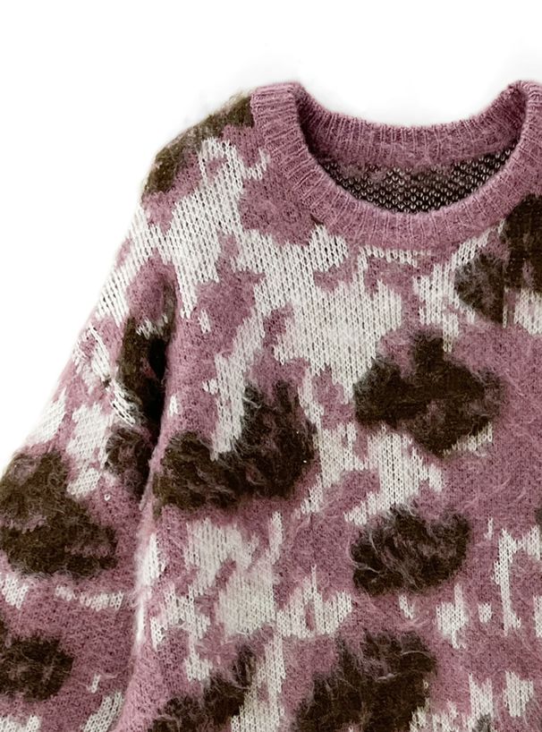 日本 GRL - 扎染風寬鬆柔軟針織毛衣-海軍藍