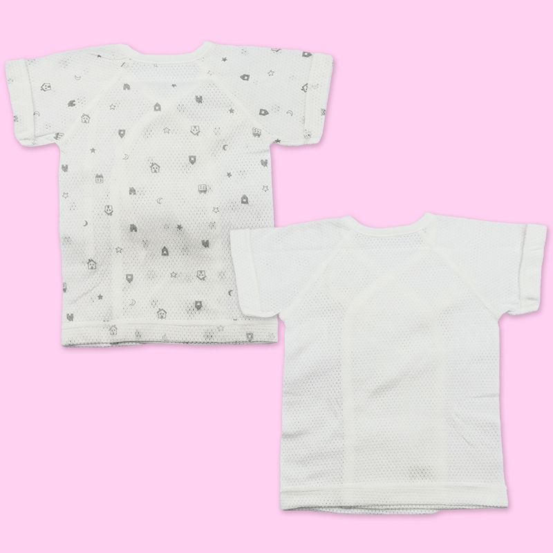 akachan honpo - 短袖網眼肚衣2件組-灰色