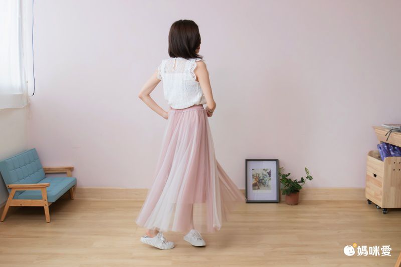 日本 BLUE EAST - 浪漫漸層拼接蝴蝶結綁帶紗裙-粉 (M(Free))