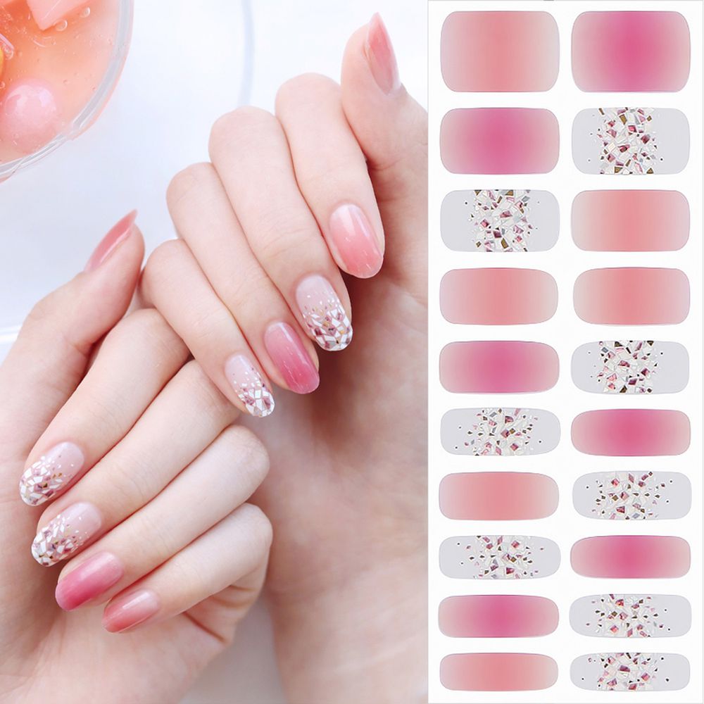 韓國 Glossy Blossom - 美甲貼-粉色萬花筒-一張20貼+美甲貼磨甲棒