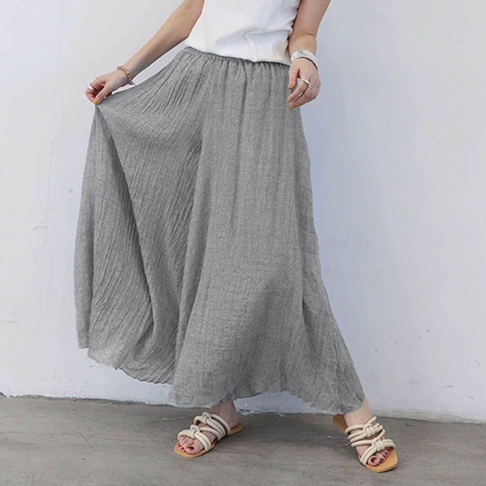 優雅百搭舒適顯瘦寬褲-含內裡-灰色 (F)