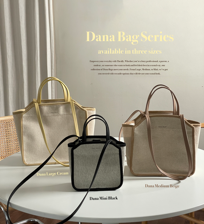 韓國 THEALLY - (附小袋)質挺帆布方包手提/肩背包-牛奶糖 (大)