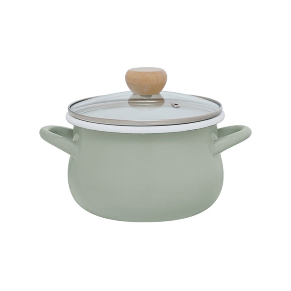 琺郎深鍋 18cm-附鍋蓋組-綠色