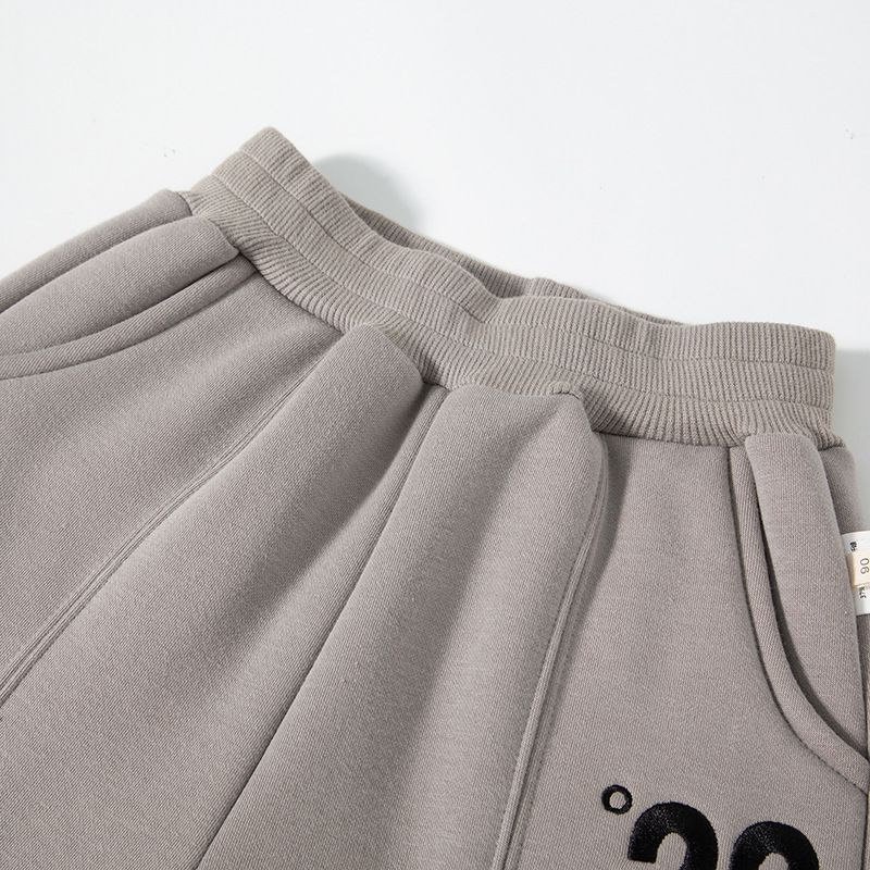 腰鬆緊束口休閒長褲-數字22-灰色