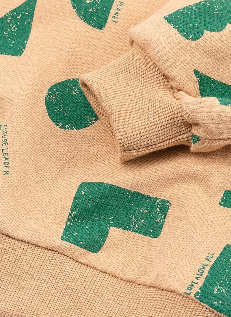 韓國 OZKIZ - 幾盒積木印長袖大學T-橘