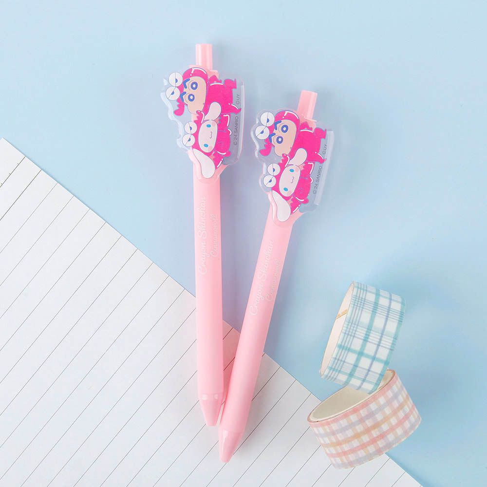 0.7mm卡通裝飾原子筆(黑筆芯)-卡通人物小新X大耳狗-粉-單入