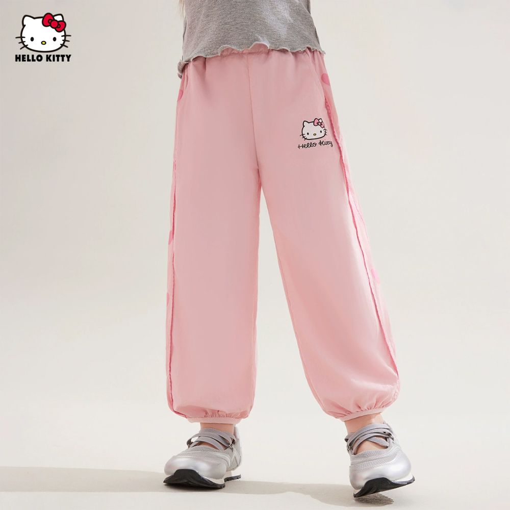 撞色愛心涼感防蚊褲-卡通人物Hello Kitty-粉色