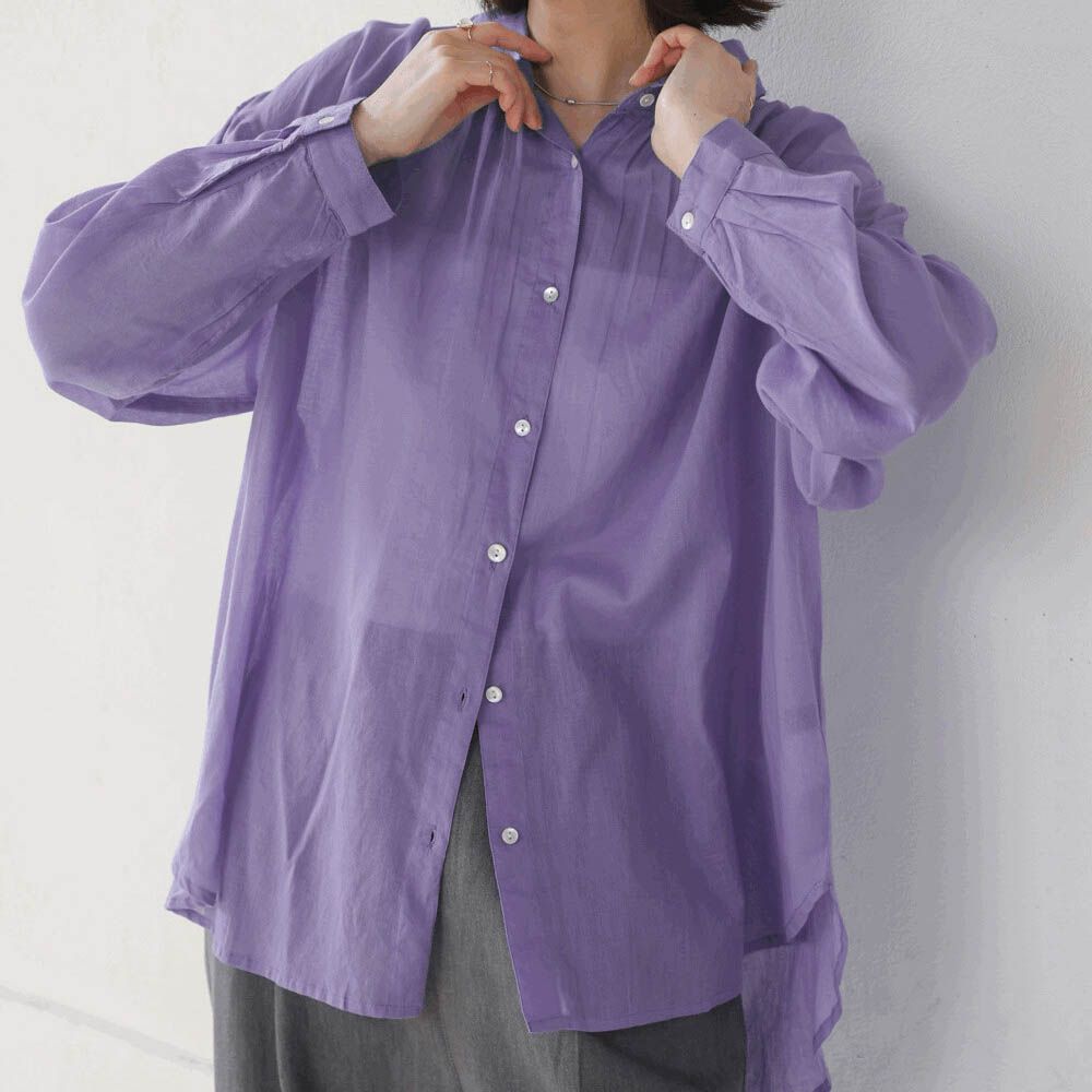 100%印度棉 柔軟輕盈寬版襯衫-薰衣草