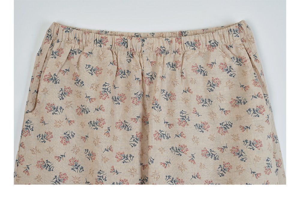 韓國 ULLALA - 復古碎花長褲睡衣(兩件式) (FREE)