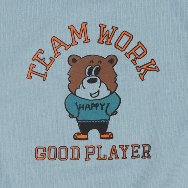 日本西松屋 - 裏毛圓領印花長袖上衣-酷帥小熊-卡其