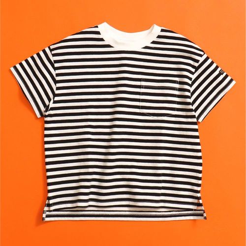 日本 BREEZE - [低價]簡約定番款短袖T恤-條紋-黑白