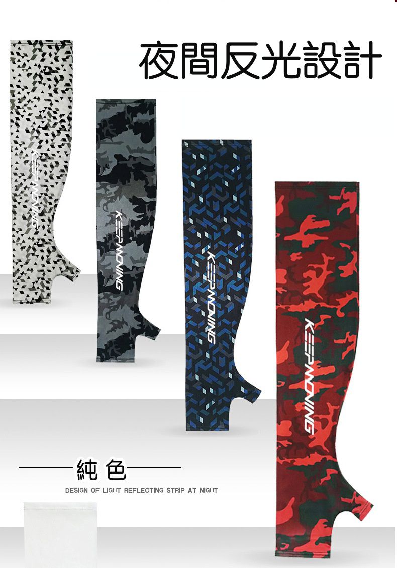 (買一送一)UPF50+冰絲涼感防曬袖套-迷彩款-紅色+灰色