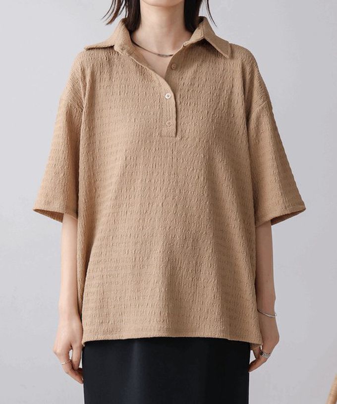 日本 Bab - 精緻紋理都會感五分袖上衣-黃