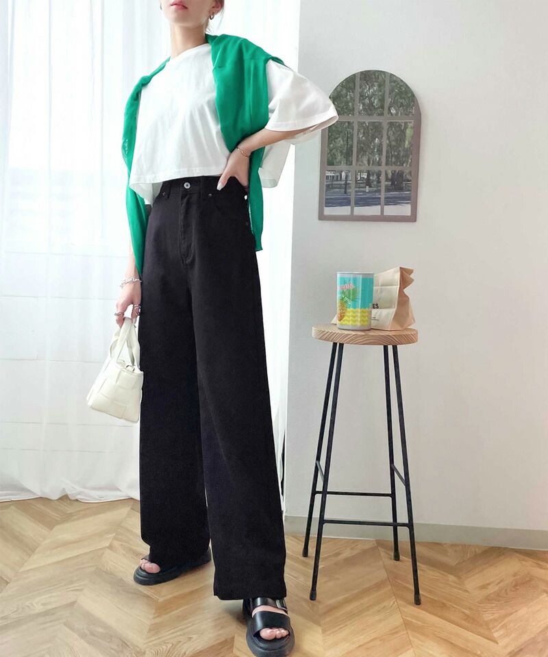 日本 Classical Elf - 熱銷必收！純棉厚磅顯瘦美腳寬褲-海軍藍