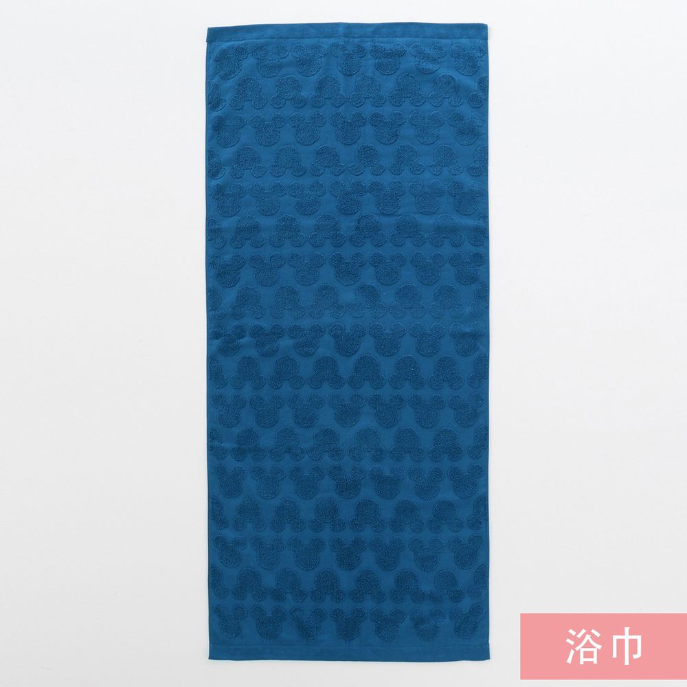 日本千趣會 - 日本製 迪士尼純棉今治浴巾-立體米奇頭-深藍 (60x120cm)
