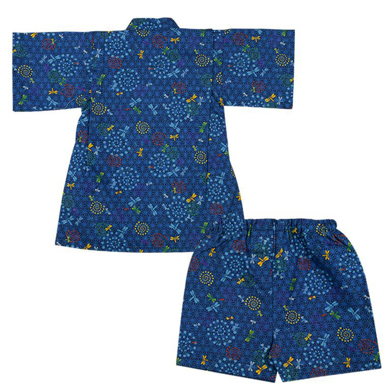 akachan honpo - 兩件式甚平-蜻蜓-深藍色