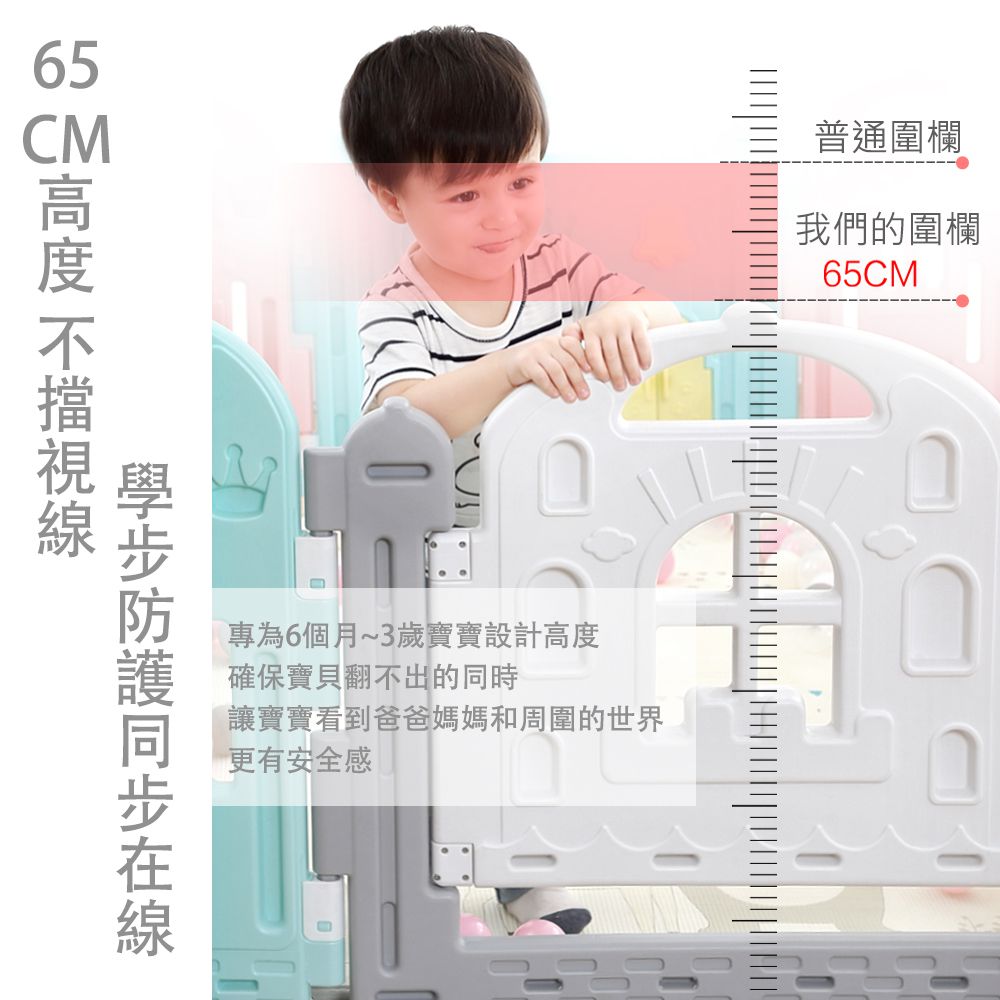 Caring - 馬卡龍城堡遊戲圍欄(超值14片裝)-贈一組PU果凍止滑墊