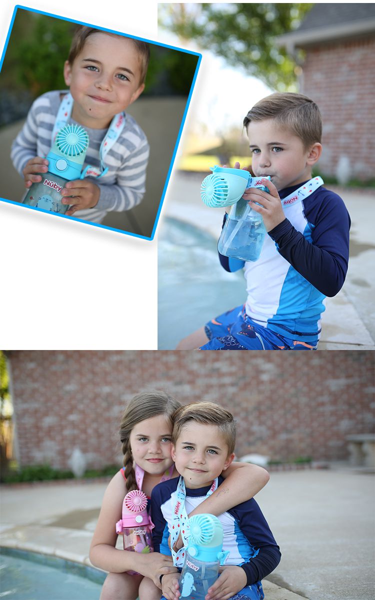 Nuby - 風扇涼涼晶透杯-藍/560ml