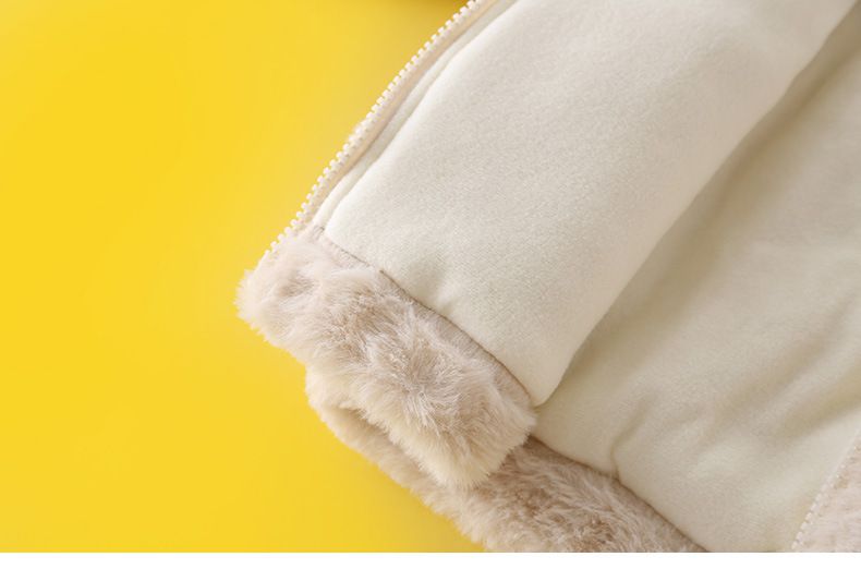 卡通人物史努比加厚毛絨絨半高領外套-SNOOPY戴墨鏡-杏色