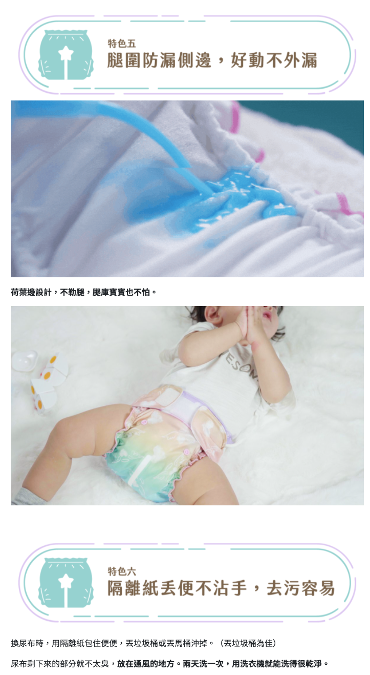 Sparkie 仙女棒 - 顯濕布尿布-單件，含尿墊-銀河北極熊 (0-6歲適用(3kg~15kg內))