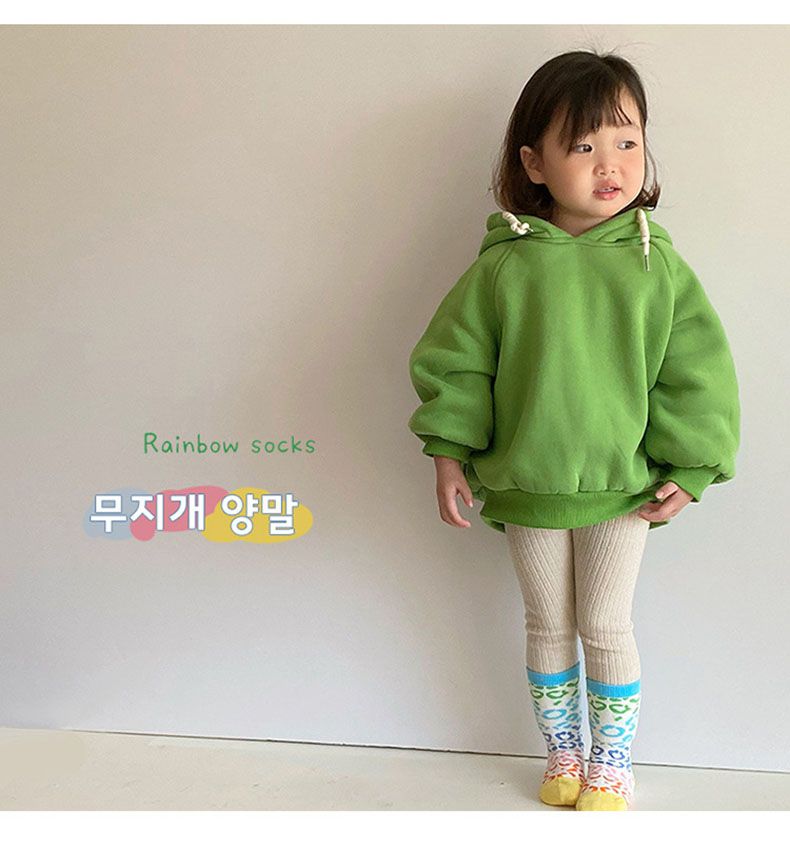 兒童中筒襪 (三入一組)-1097彩虹豹纹襪