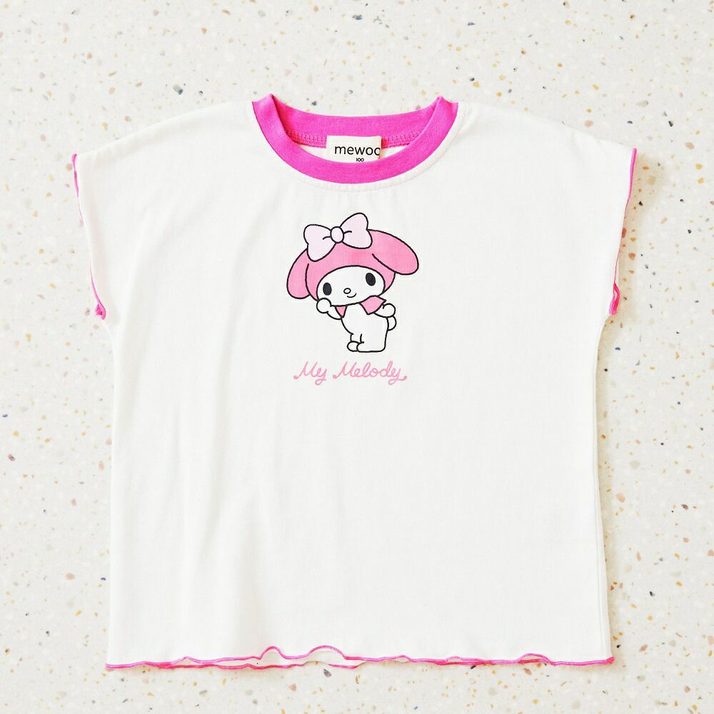 日本 ma lalumiere store - 三麗鷗聯名 彩色捲邊短袖上衣-酷洛米-紫