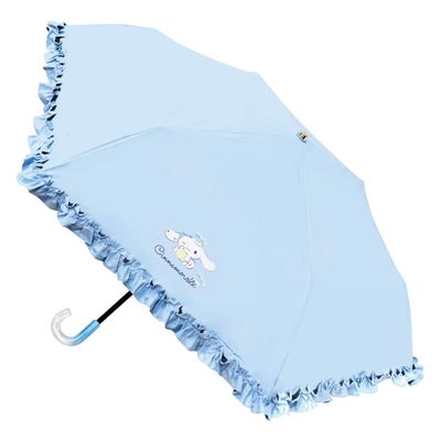 日本 J'S PLANNING - 花邊皺摺晴雨兼用兒童直傘-卡通人物大耳狗-水藍 (50cm)