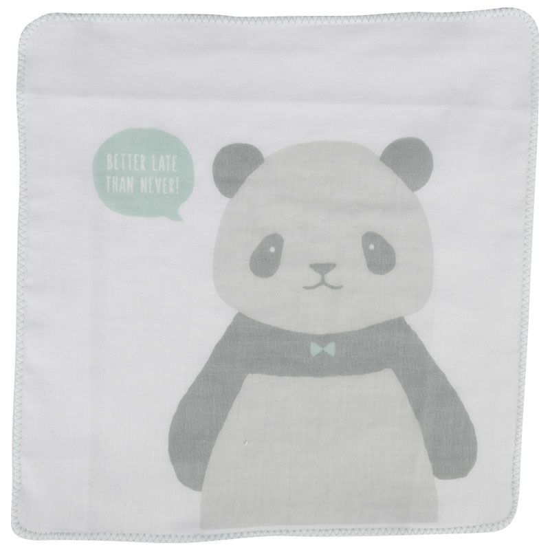 akachan honpo - 日本製沐浴毛巾&棉紗毛巾8件組-貓熊棉羊-棉紗浴巾：70㎝×120㎝（1條）棉紗洗澡巾：27㎝×70㎝（2條）棉紗手帕：27㎝×27㎝（5條）