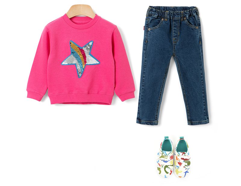 韓國 OZKIZ - 閃亮變色長袖大學T-深藍流星